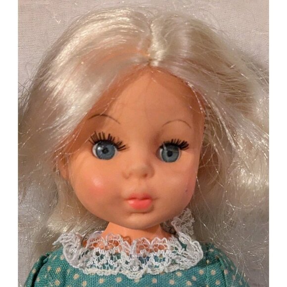 2 Vtg Dolls Rooted Eyelashes Hong Kong Blonde Brunette Cottagecore TLC 9" Set Of - Picture 2 of 14